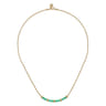 Enamel - 14K Yellow Gold Bujukan Bar Necklace with Mint Green Enamel