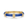 Enamel - 14K Yellow Gold Bujukan Bar Split Stackable with Admiral Blue Enamel