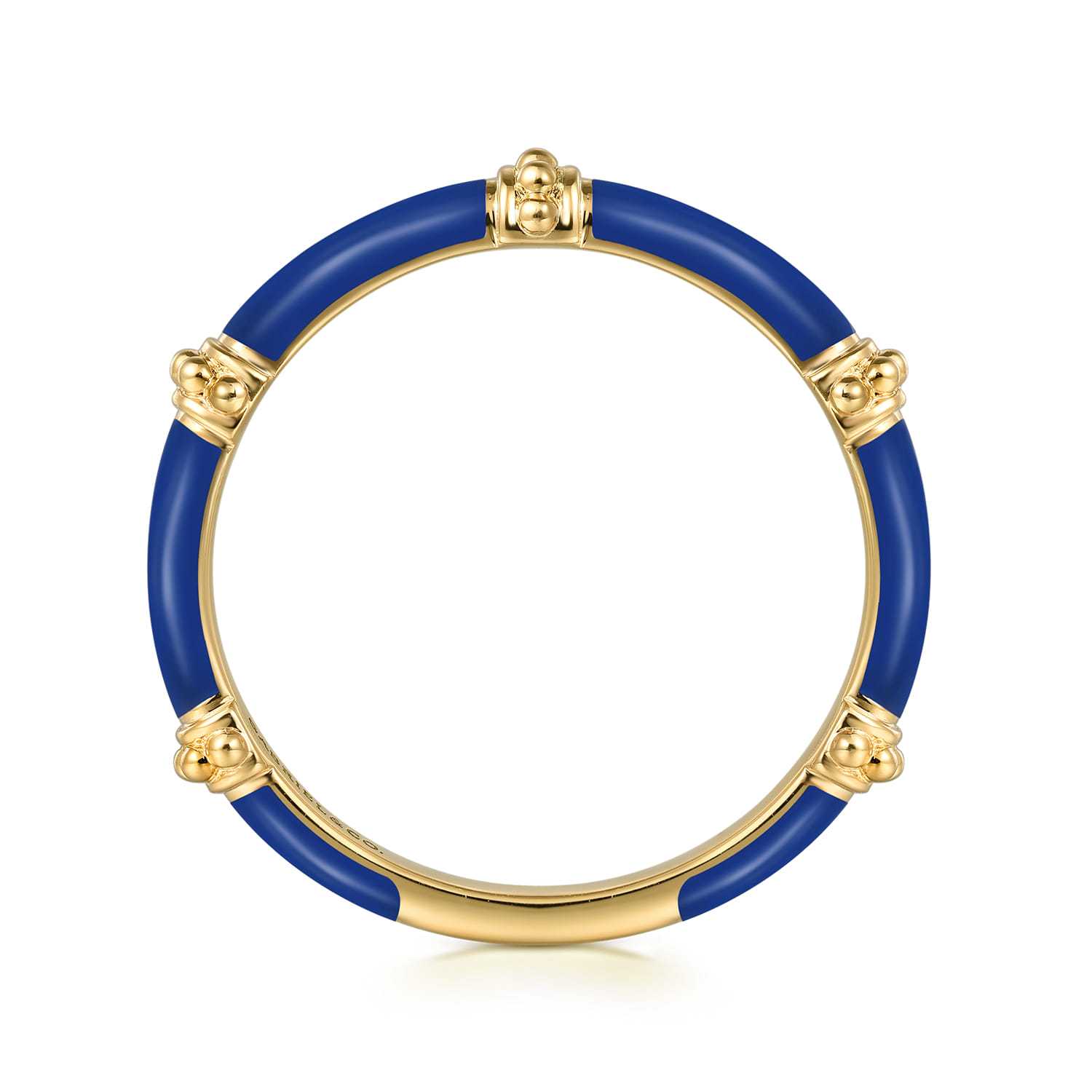 Enamel - 14K Yellow Gold Bujukan Bar Split Stackable with Admiral Blue Enamel - Shot 2