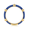 Enamel - 14K Yellow Gold Bujukan Bar Split Stackable with Admiral Blue Enamel