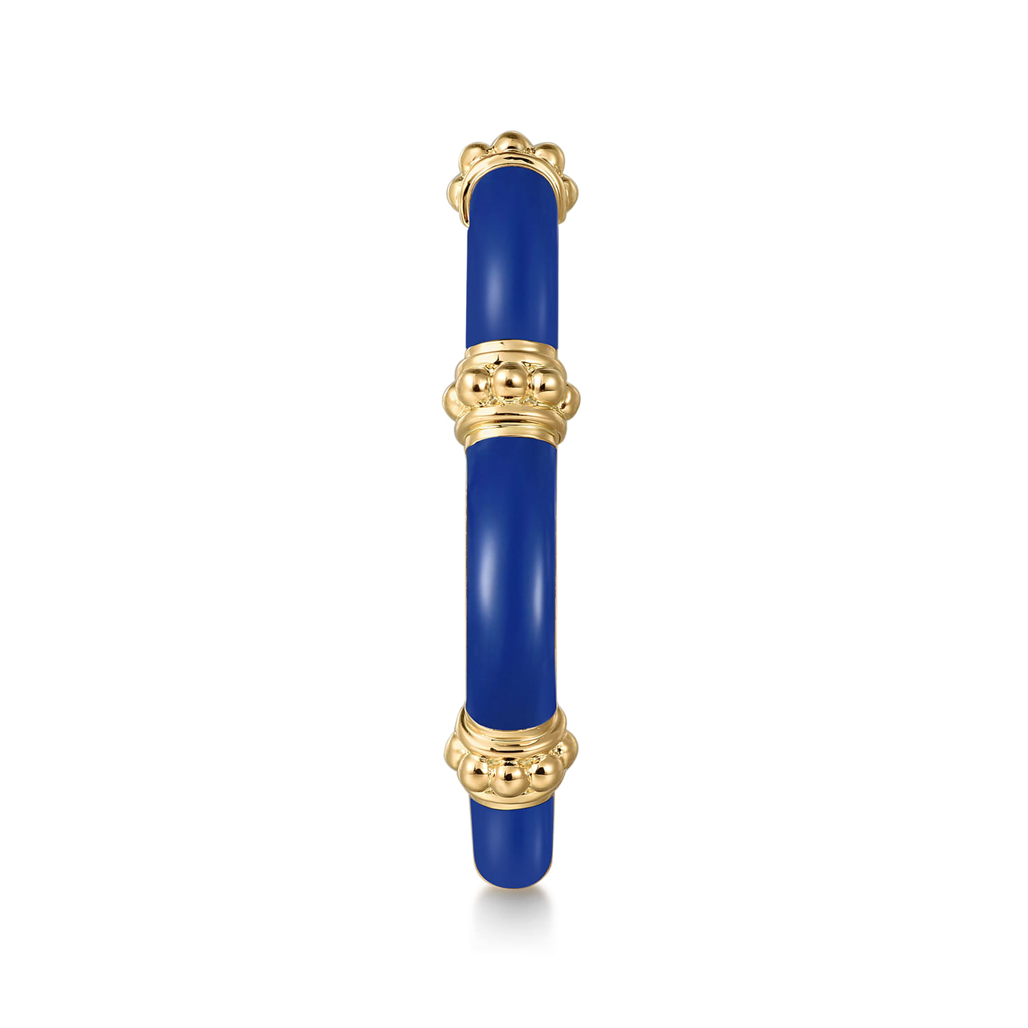 Enamel - 14K Yellow Gold Bujukan Bar Split Stackable with Admiral Blue Enamel - Shot 4