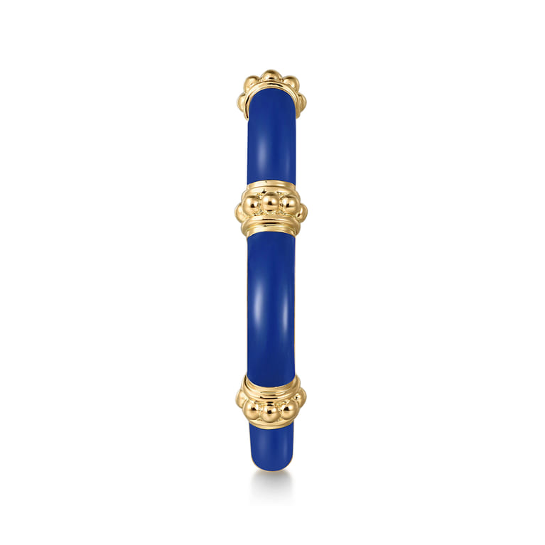Enamel - 14K Yellow Gold Bujukan Bar Split Stackable with Admiral Blue Enamel - Shot 4