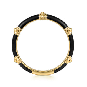Enamel - 14K Yellow Gold Bujukan Bar Split Stackable with Black Enamel
