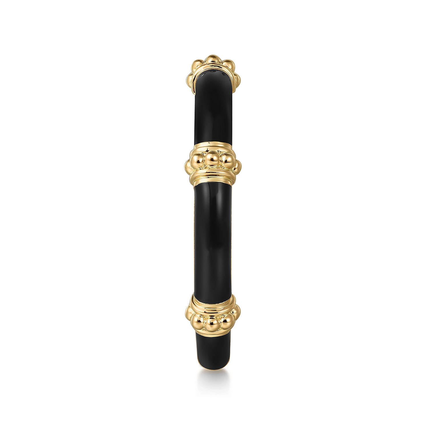 Enamel - 14K Yellow Gold Bujukan Bar Split Stackable with Black Enamel