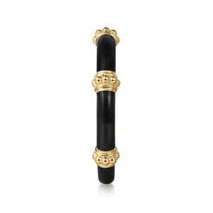 Enamel - 14K Yellow Gold Bujukan Bar Split Stackable with Black Enamel