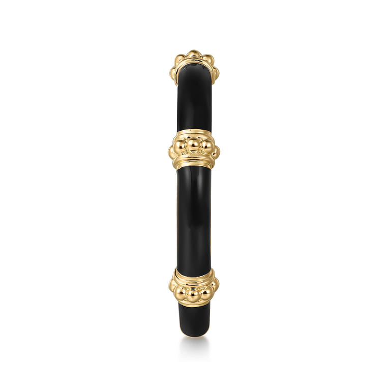 Enamel - 14K Yellow Gold Bujukan Bar Split Stackable with Black Enamel - Shot 4