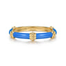 Enamel - 14K Yellow Gold Bujukan Bar Split Stackable with Blue Enamel
