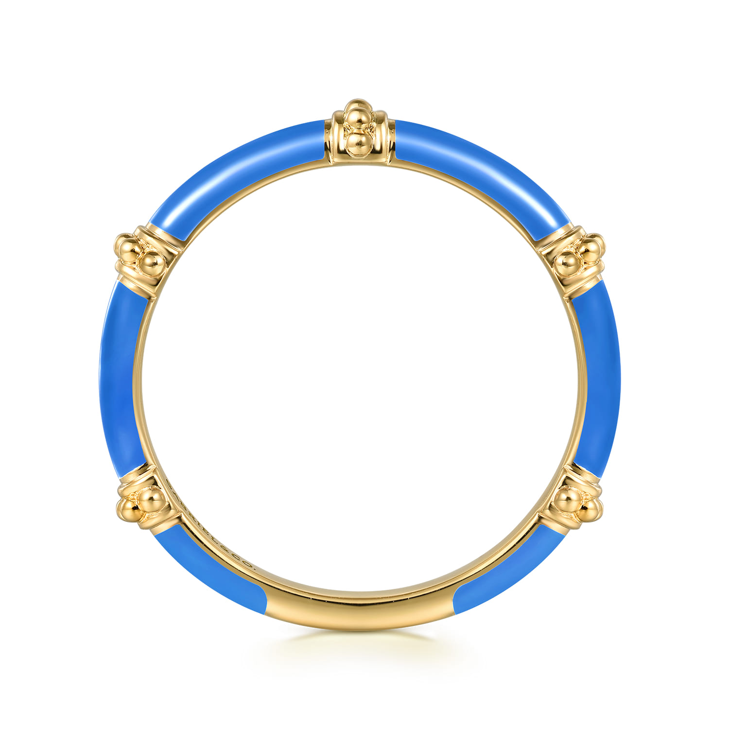 Enamel - 14K Yellow Gold Bujukan Bar Split Stackable with Blue Enamel - Shot 2