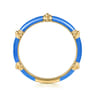 Enamel - 14K Yellow Gold Bujukan Bar Split Stackable with Blue Enamel
