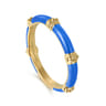 Enamel - 14K Yellow Gold Bujukan Bar Split Stackable with Blue Enamel