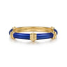 Enamel - 14K Yellow Gold Bujukan Bar Split Stackable with Chrome Blue Enamel