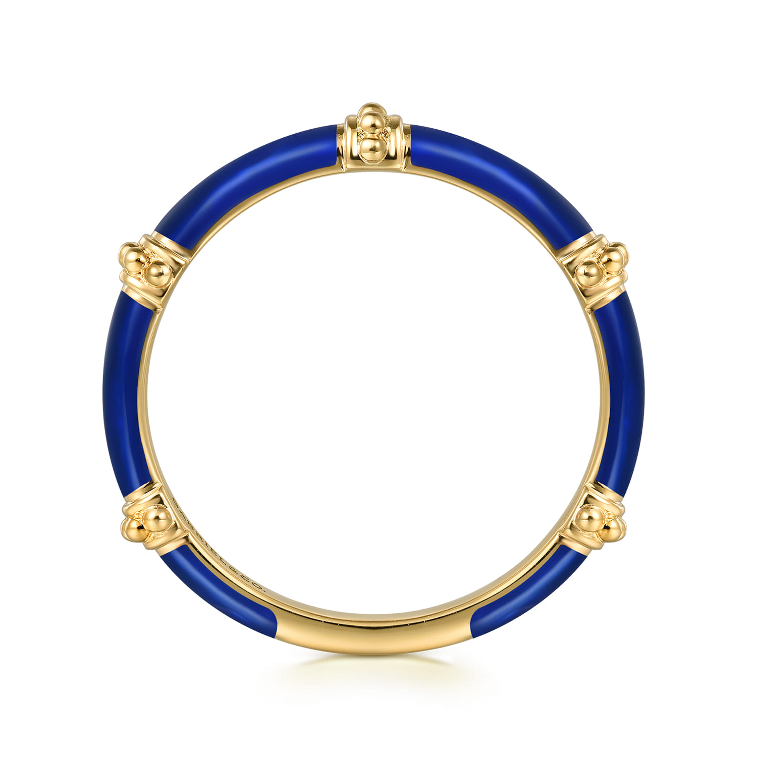 Enamel - 14K Yellow Gold Bujukan Bar Split Stackable with Chrome Blue Enamel - Shot 2