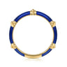 Enamel - 14K Yellow Gold Bujukan Bar Split Stackable with Chrome Blue Enamel