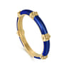 Enamel - 14K Yellow Gold Bujukan Bar Split Stackable with Chrome Blue Enamel