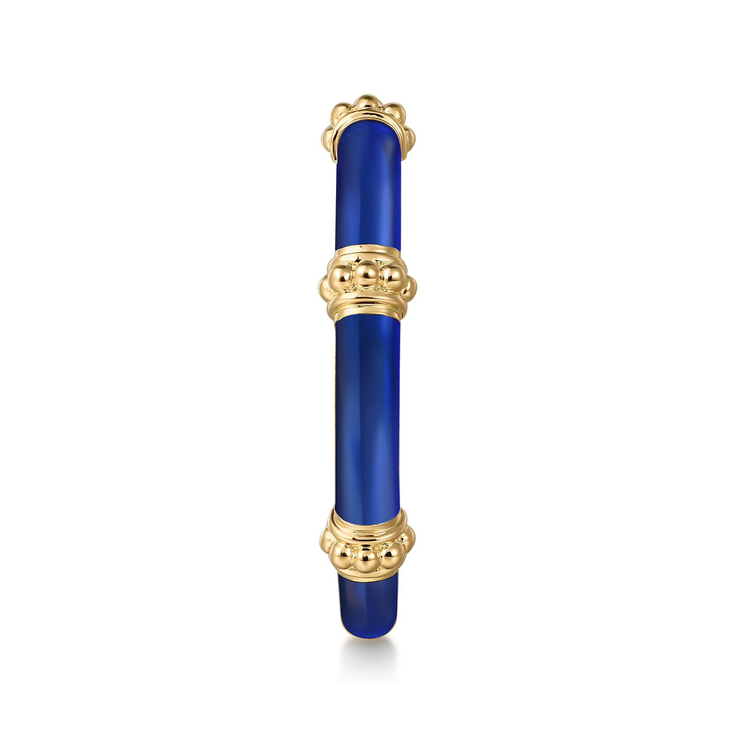 Enamel - 14K Yellow Gold Bujukan Bar Split Stackable with Chrome Blue Enamel - Shot 4