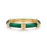 Enamel - 14K Yellow Gold Bujukan Bar Split Stackable with Chrome Green Enamel