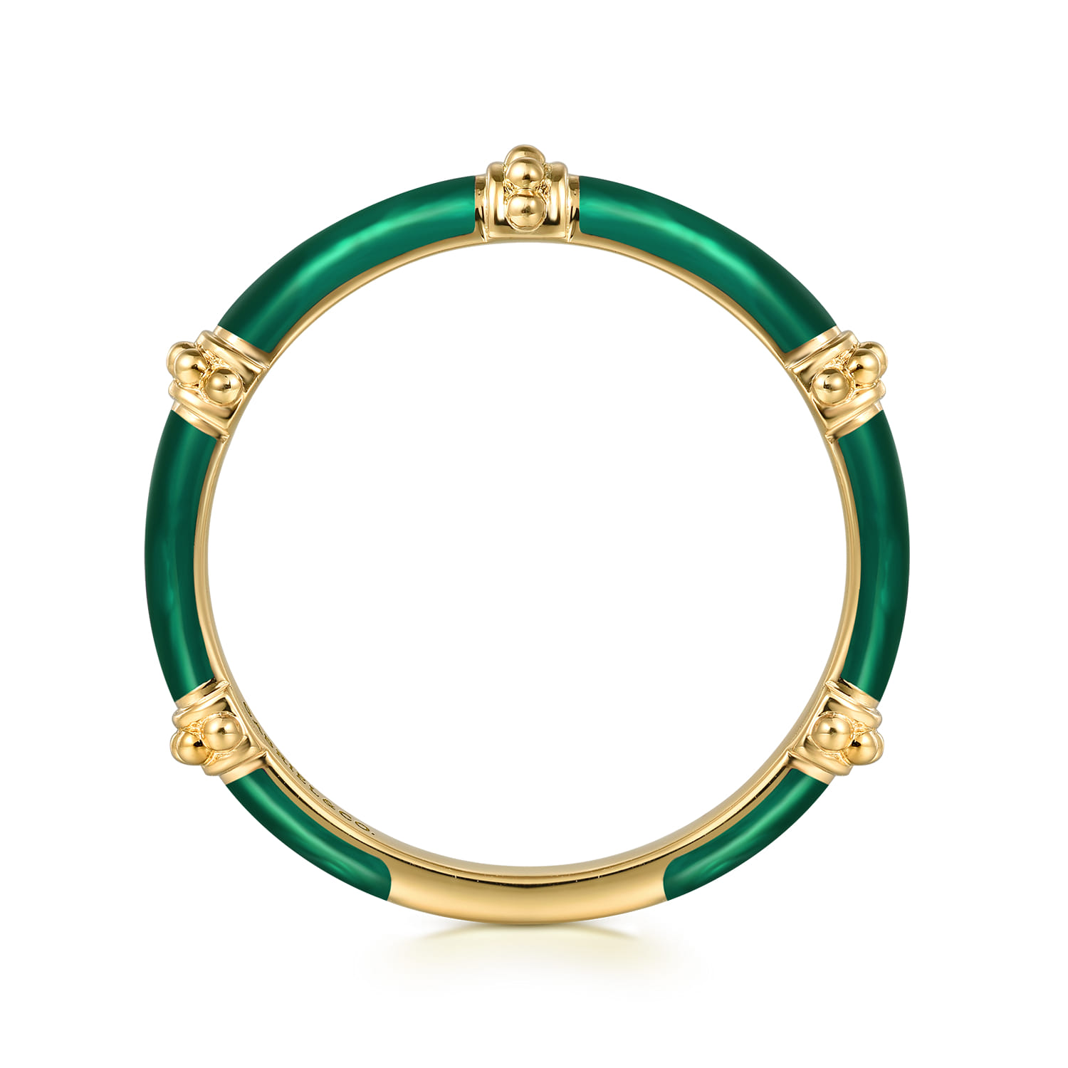 Enamel - 14K Yellow Gold Bujukan Bar Split Stackable with Chrome Green Enamel - Shot 2