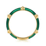 Enamel - 14K Yellow Gold Bujukan Bar Split Stackable with Chrome Green Enamel