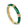 Enamel - 14K Yellow Gold Bujukan Bar Split Stackable with Chrome Green Enamel