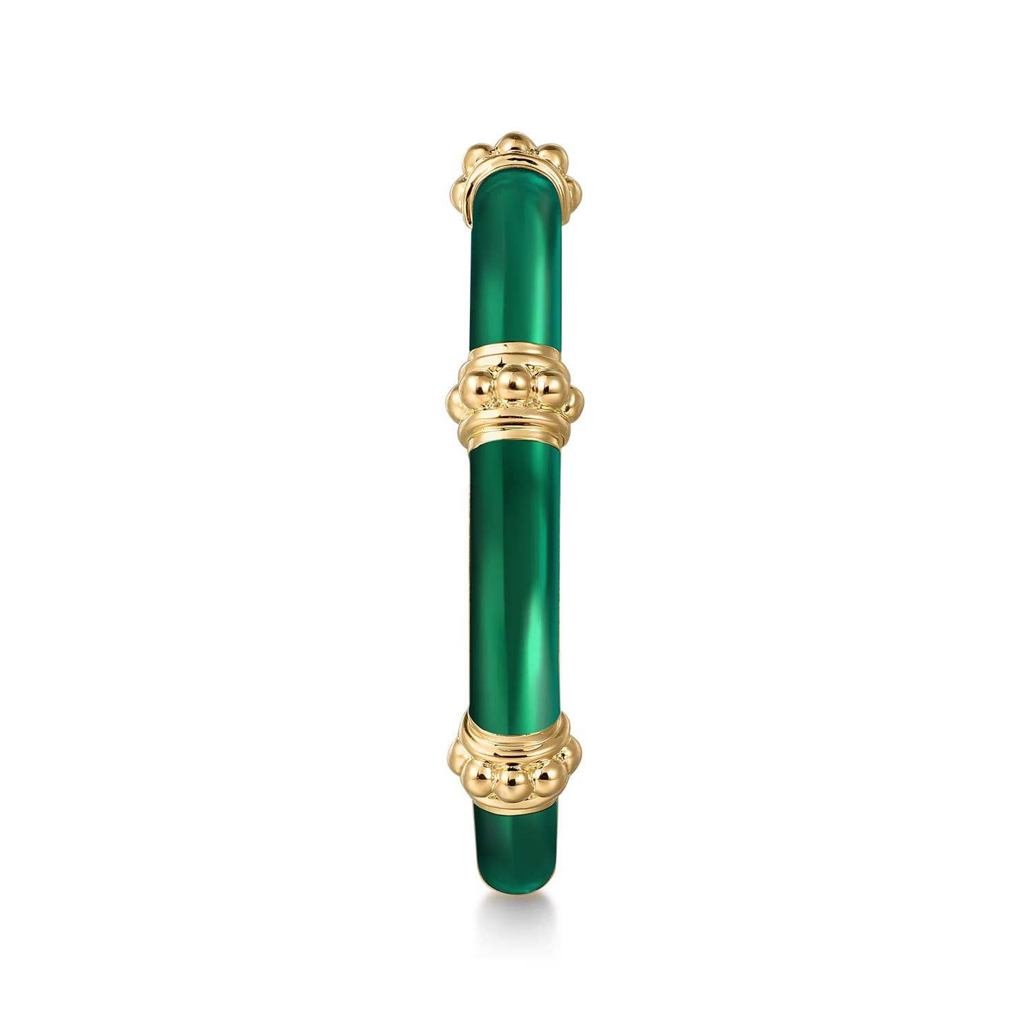 Enamel - 14K Yellow Gold Bujukan Bar Split Stackable with Chrome Green Enamel - Shot 4