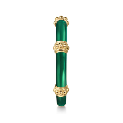 Enamel - 14K Yellow Gold Bujukan Bar Split Stackable with Chrome Green Enamel