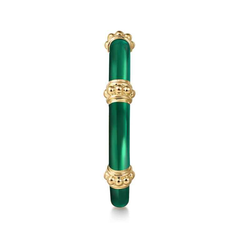 Enamel - 14K Yellow Gold Bujukan Bar Split Stackable with Chrome Green Enamel - Shot 4
