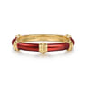 Enamel - 14K Yellow Gold Bujukan Bar Split Stackable with Chrome Red Enamel