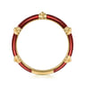 Enamel - 14K Yellow Gold Bujukan Bar Split Stackable with Chrome Red Enamel
