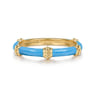 Enamel - 14K Yellow Gold Bujukan Bar Split Stackable with Dusk Blue Enamel