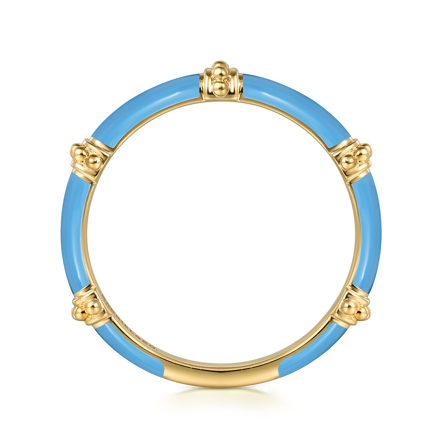 Enamel - 14K Yellow Gold Bujukan Bar Split Stackable with Dusk Blue Enamel - Shot 2