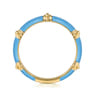 Enamel - 14K Yellow Gold Bujukan Bar Split Stackable with Dusk Blue Enamel