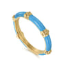 Enamel - 14K Yellow Gold Bujukan Bar Split Stackable with Dusk Blue Enamel