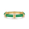 Enamel - 14K Yellow Gold Bujukan Bar Split Stackable with Emerald Green Enamel