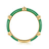 Enamel - 14K Yellow Gold Bujukan Bar Split Stackable with Emerald Green Enamel