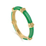 Enamel - 14K Yellow Gold Bujukan Bar Split Stackable with Emerald Green Enamel