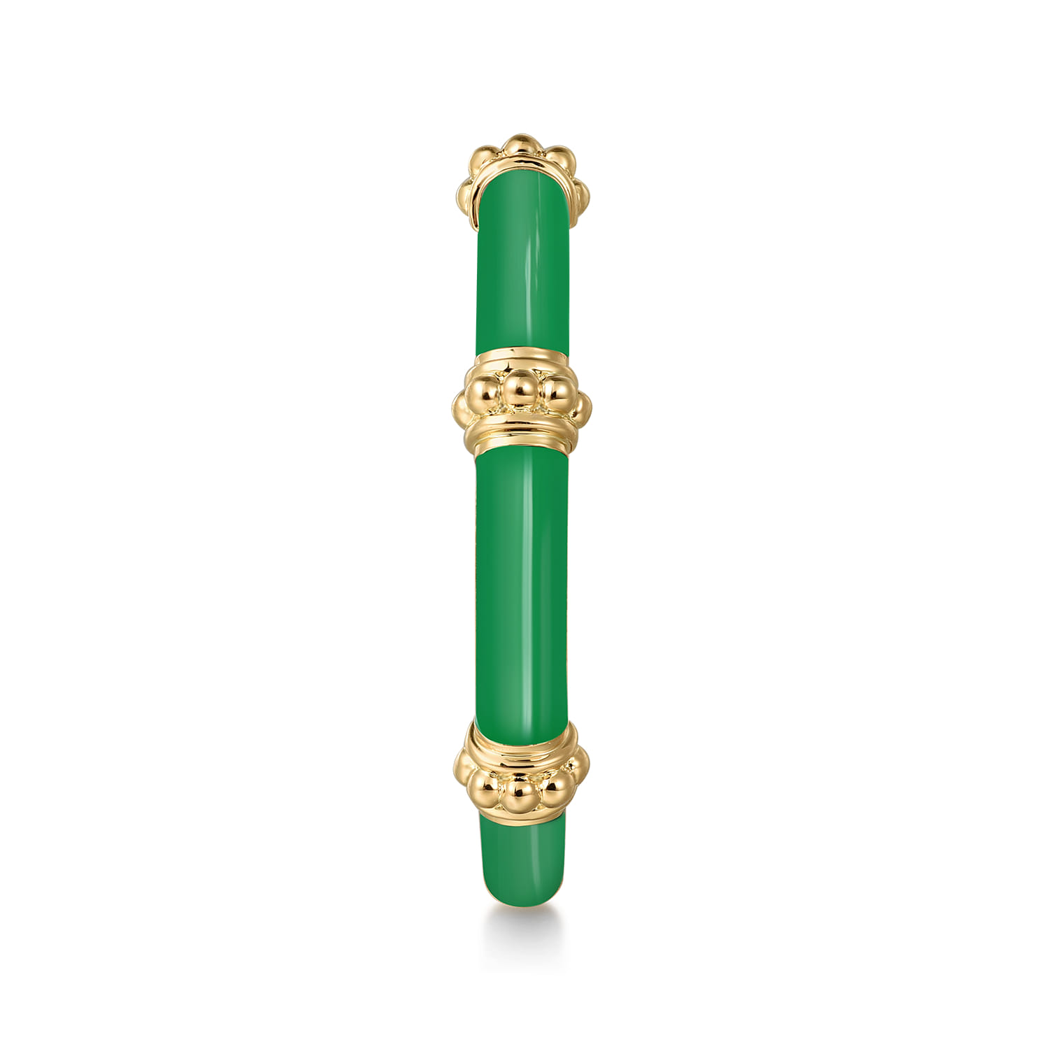 Enamel - 14K Yellow Gold Bujukan Bar Split Stackable with Emerald Green Enamel - Shot 4