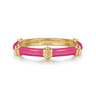 Enamel - 14K Yellow Gold Bujukan Bar Split Stackable with Fuchsia Enamel