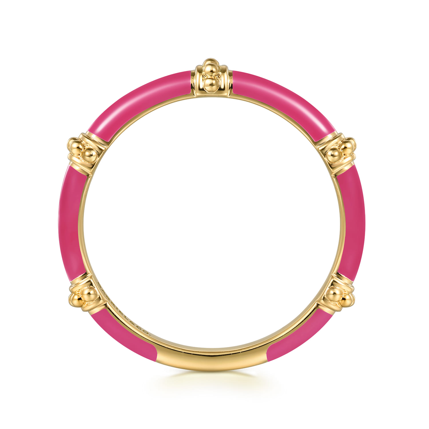 Enamel - 14K Yellow Gold Bujukan Bar Split Stackable with Fuchsia Enamel - Shot 2