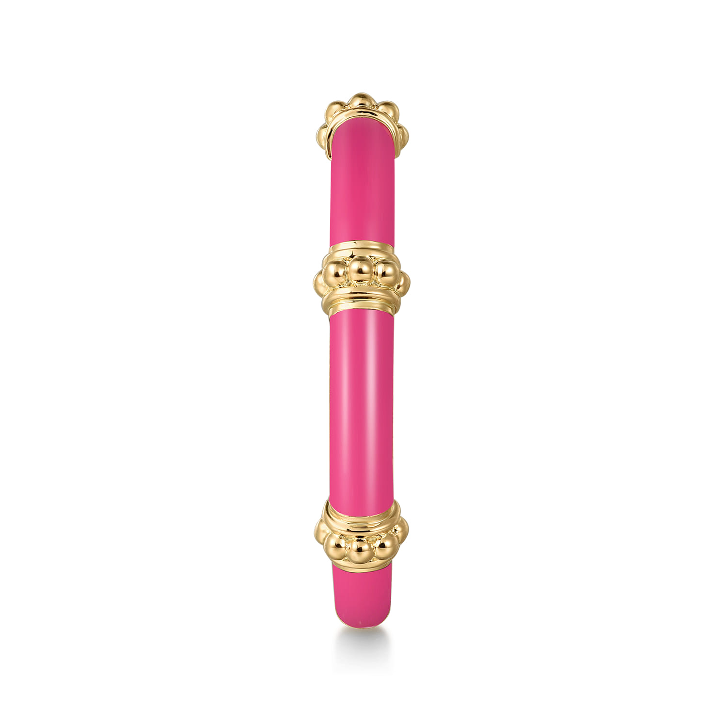 Enamel - 14K Yellow Gold Bujukan Bar Split Stackable with Fuchsia Enamel - Shot 4