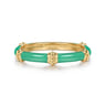 Enamel - 14K Yellow Gold Bujukan Bar Split Stackable with Mint Green Enamel