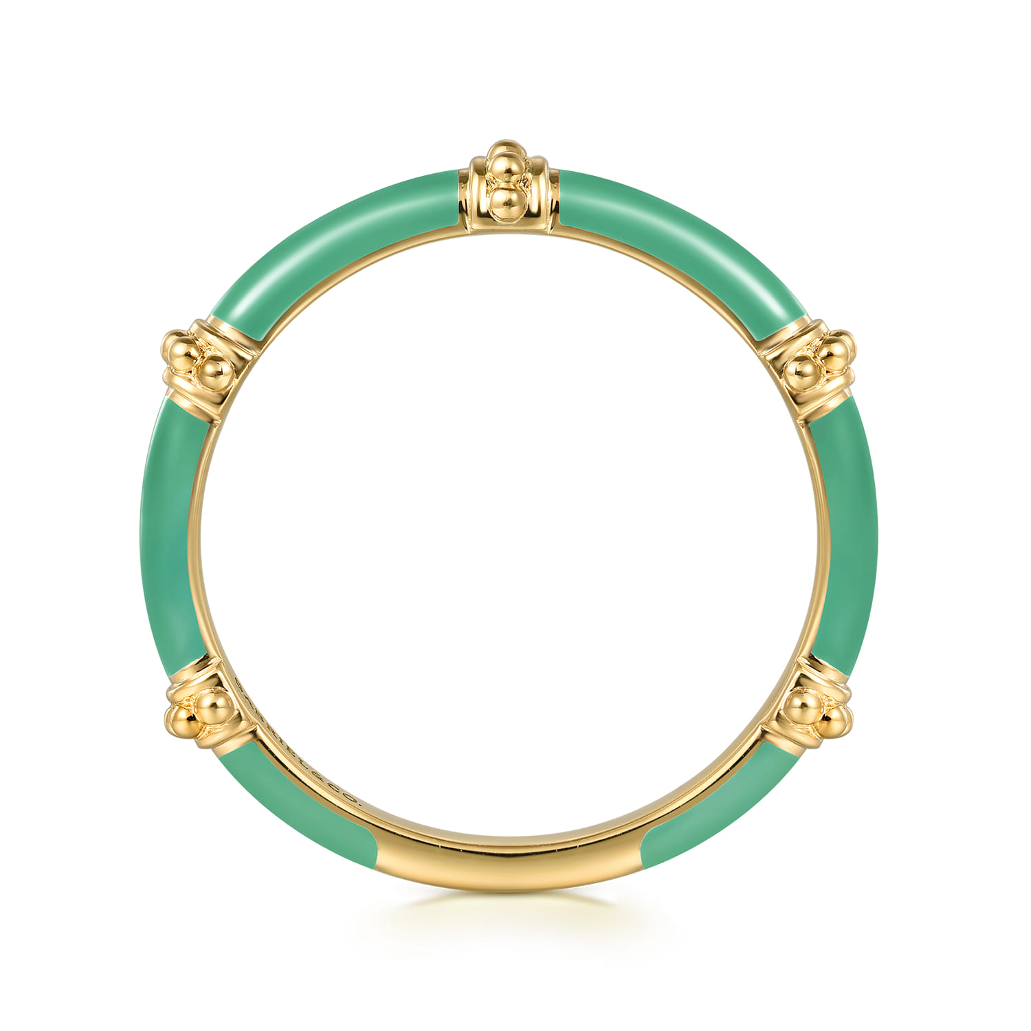 Enamel - 14K Yellow Gold Bujukan Bar Split Stackable with Mint Green Enamel - Shot 2