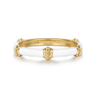 Enamel - 14K Yellow Gold Bujukan Bar Split Stackable with White Enamel