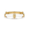 Enamel - 14K Yellow Gold Bujukan Bar Split Stackable with White Enamel