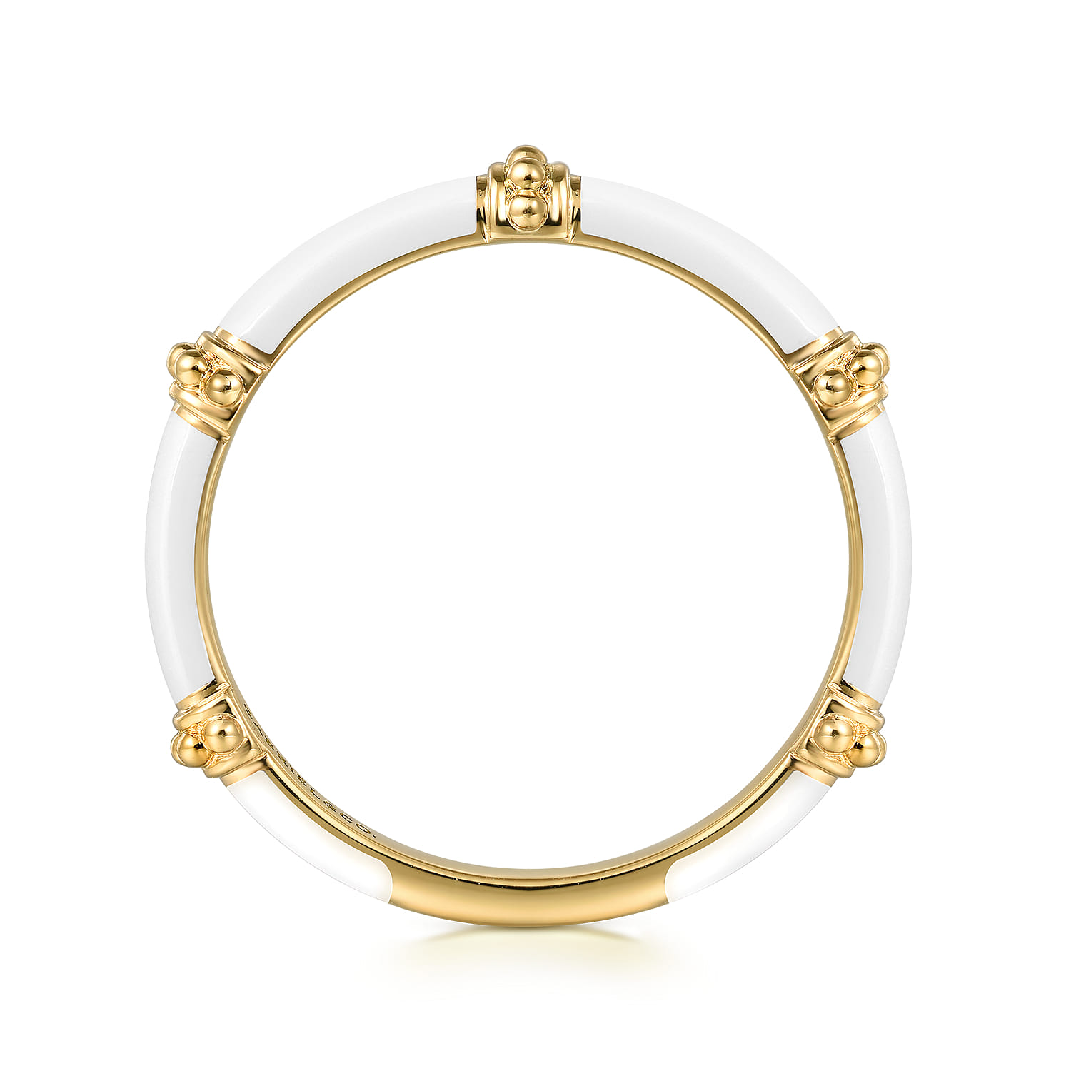 Enamel - 14K Yellow Gold Bujukan Bar Split Stackable with White Enamel - Shot 2