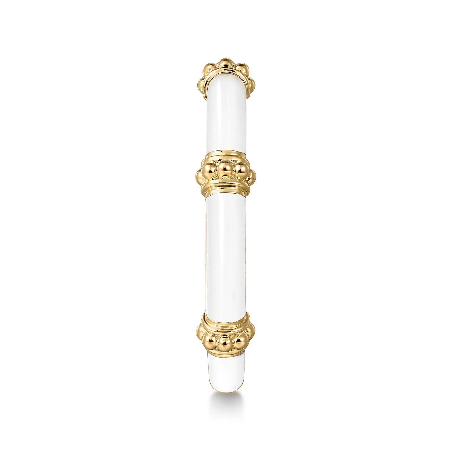 Enamel - 14K Yellow Gold Bujukan Bar Split Stackable with White Enamel - Shot 4