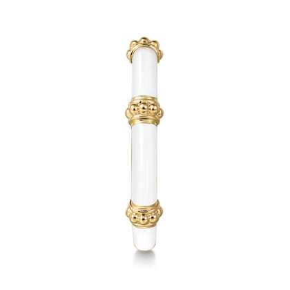 Enamel - 14K Yellow Gold Bujukan Bar Split Stackable with White Enamel