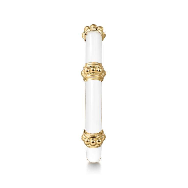 Enamel - 14K Yellow Gold Bujukan Bar Split Stackable with White Enamel - Shot 4