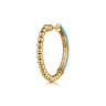 Enamel - 14K Yellow Gold Bujukan Beads Classic Hoop Pyramid Earrings with Dusk Blue Enamel
