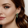 Enamel - 14K Yellow Gold Bujukan Beads Classic Hoop Pyramid Earrings with Mint Green Enamel