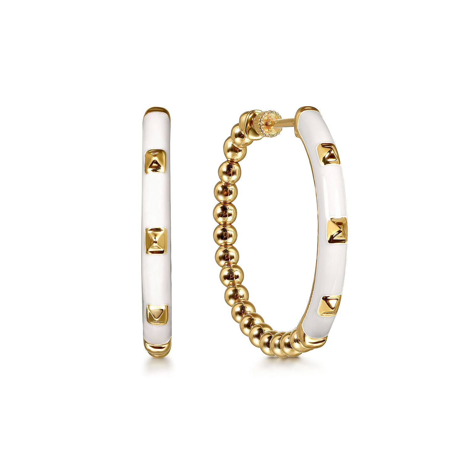 14K Yellow Gold Bujukan Diamond Classic Hoop Earrings in